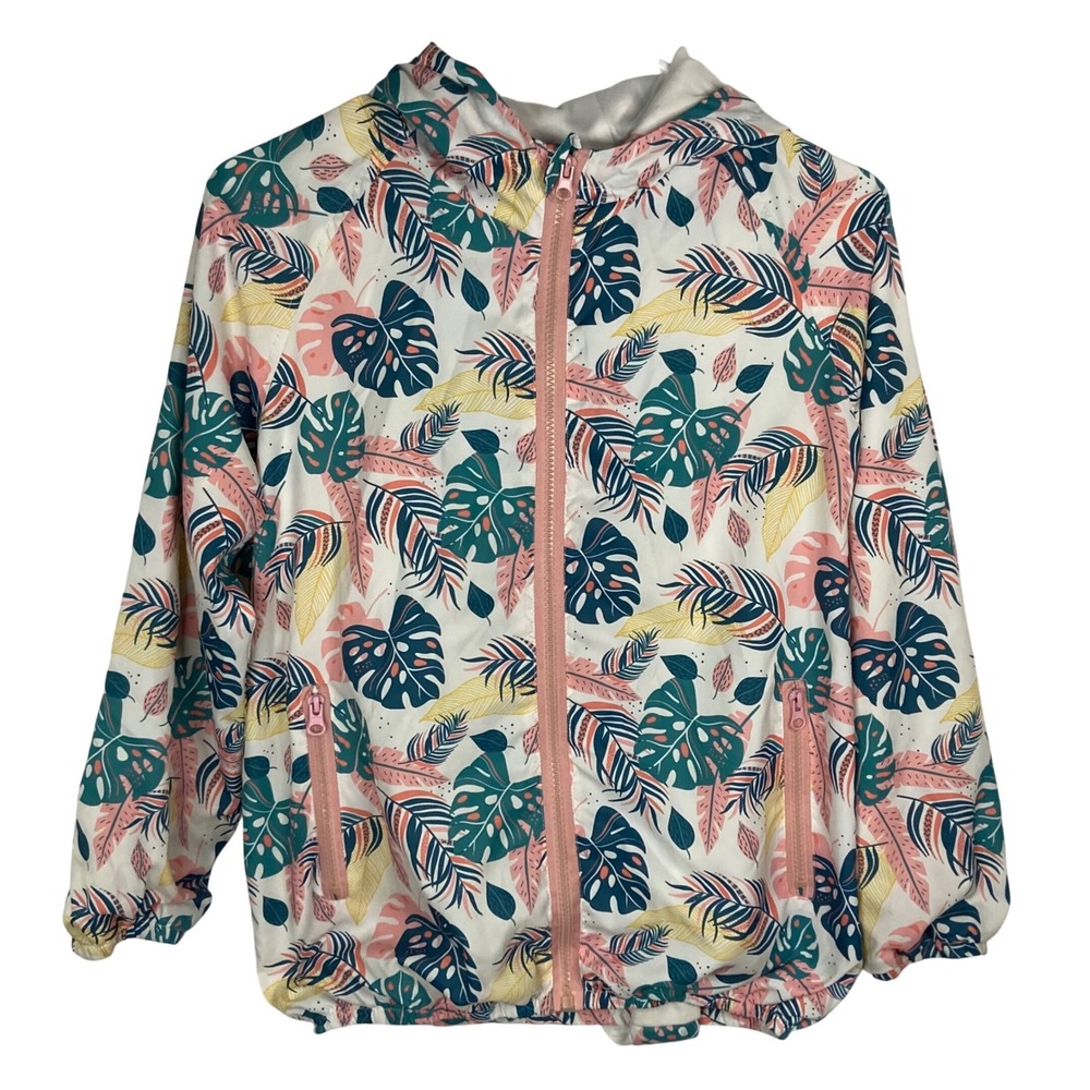 Welaken Kids Hooded Windbreaker Tropical Leaf Print‎ Jacket Youth 160